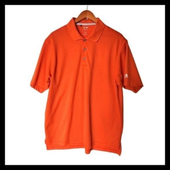 Adidas GOLF ClimaLite Orange Polo Shirt Performance L‎ Large - Picture 1 of 8